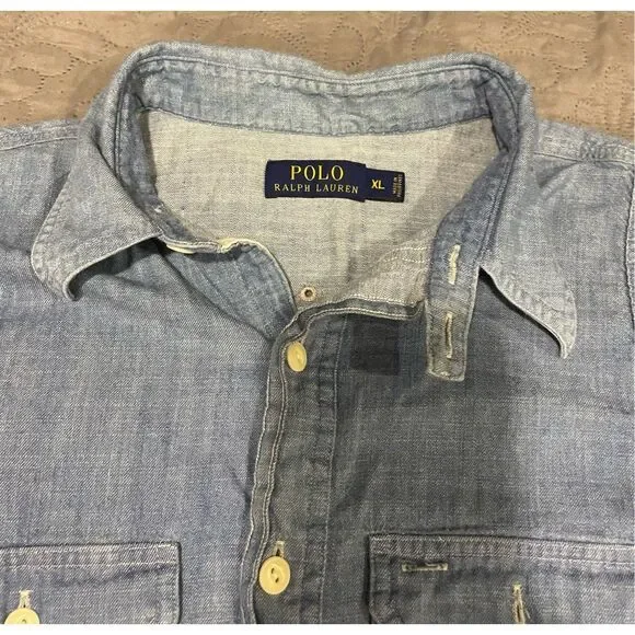 Feelin Groovy Upcycled Button Down Denim Top XL Cowboys Country Music - Picture 4 of 9